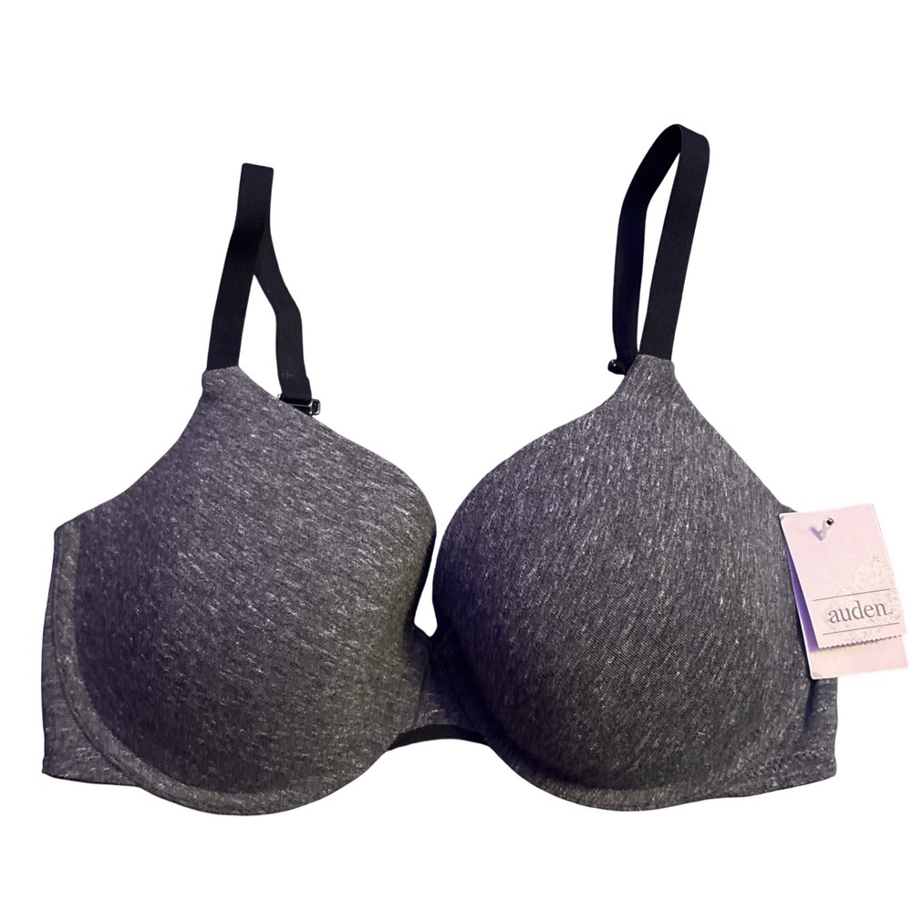 NEW Auden The Everyday Bra 34DD Gray Lightly Lined Demi Underwire Convertible